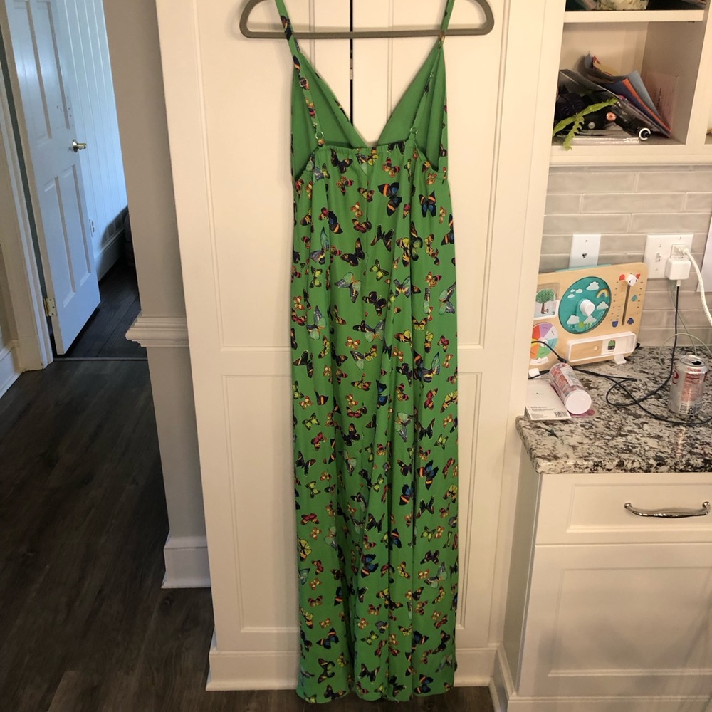 NWT L'AGENCE Green Maxi Dress with Butterfly Print - Picture 3 of 5